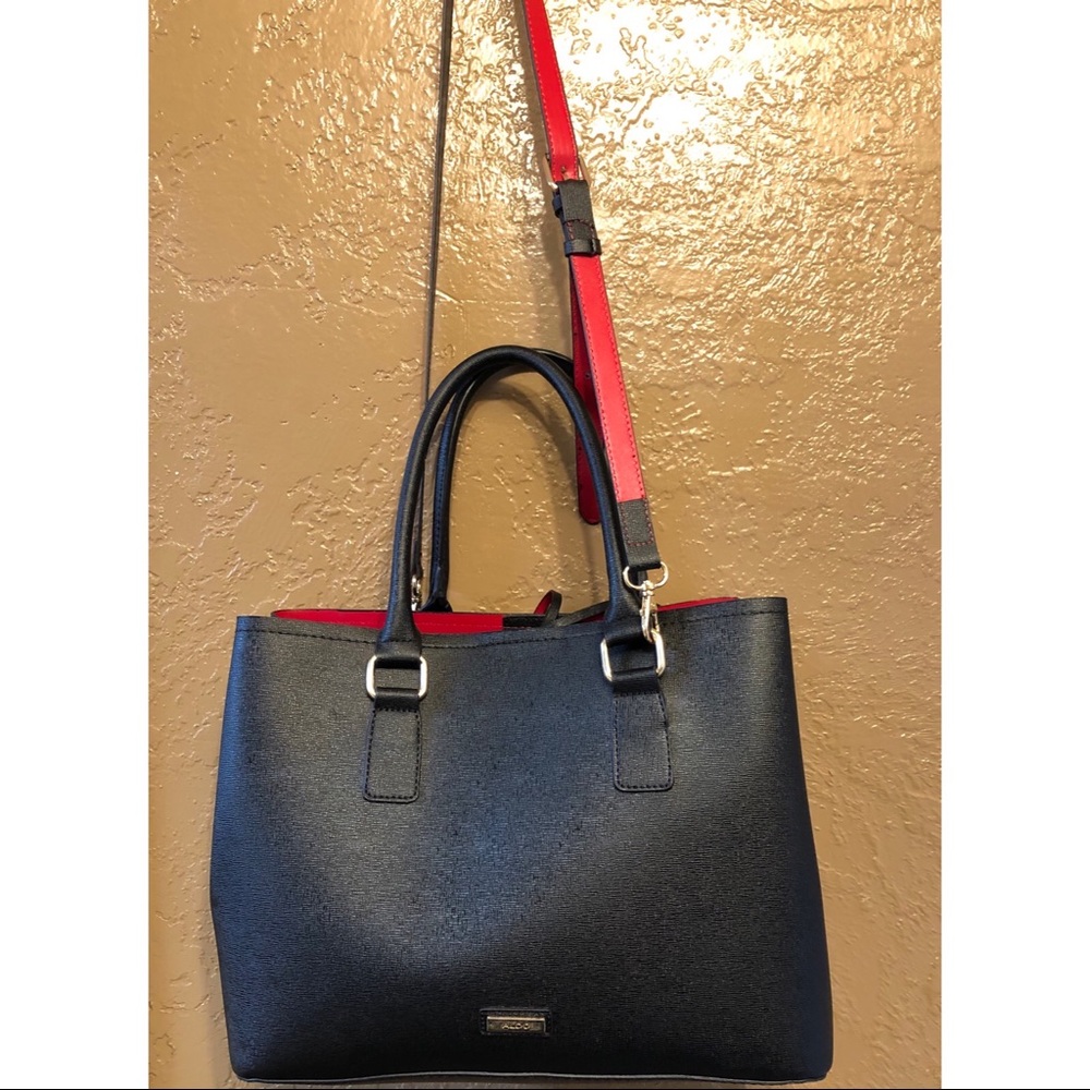 Aldo Aqualina Black and Red Tote w/ straps